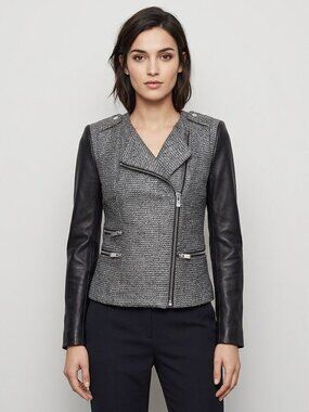 Maje leather Wool Moto Jacket size 36 2